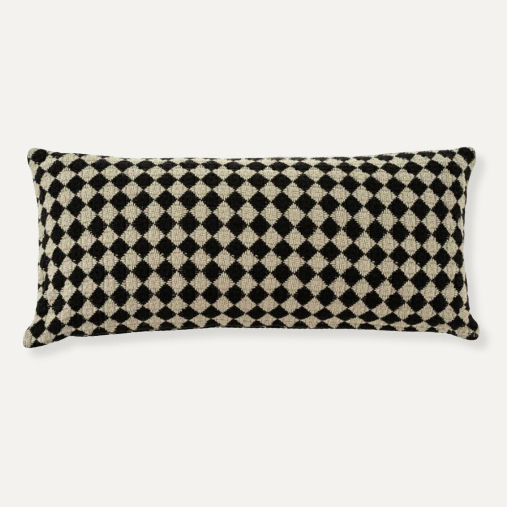 LUMBAR CHECKER CUSHION - BLACK