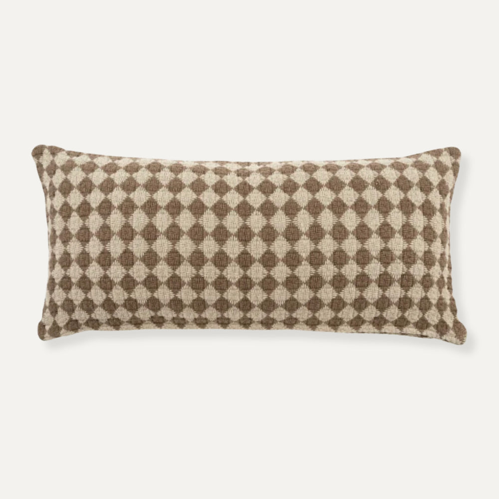 LUMBAR CHECKER CUSHION - BROWN