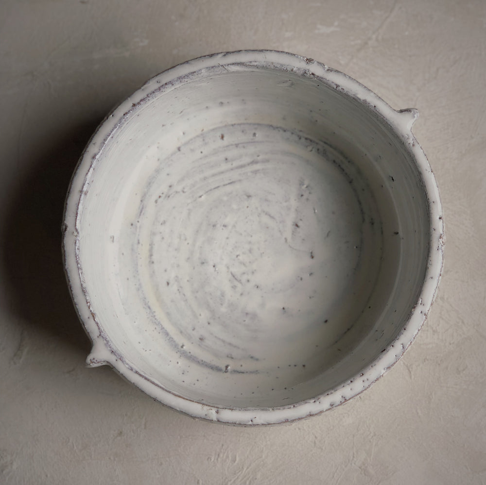 GRAND BOL EN GRÈS IVOIRE - LARGE DECORATIVE IVORY STONEWARE BOWL