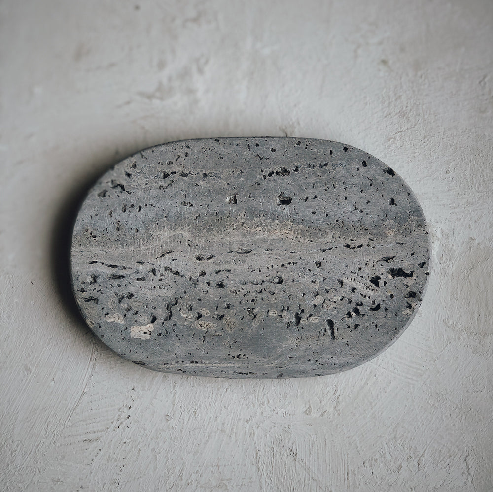 travertine soap dish - assiette a savon travertin