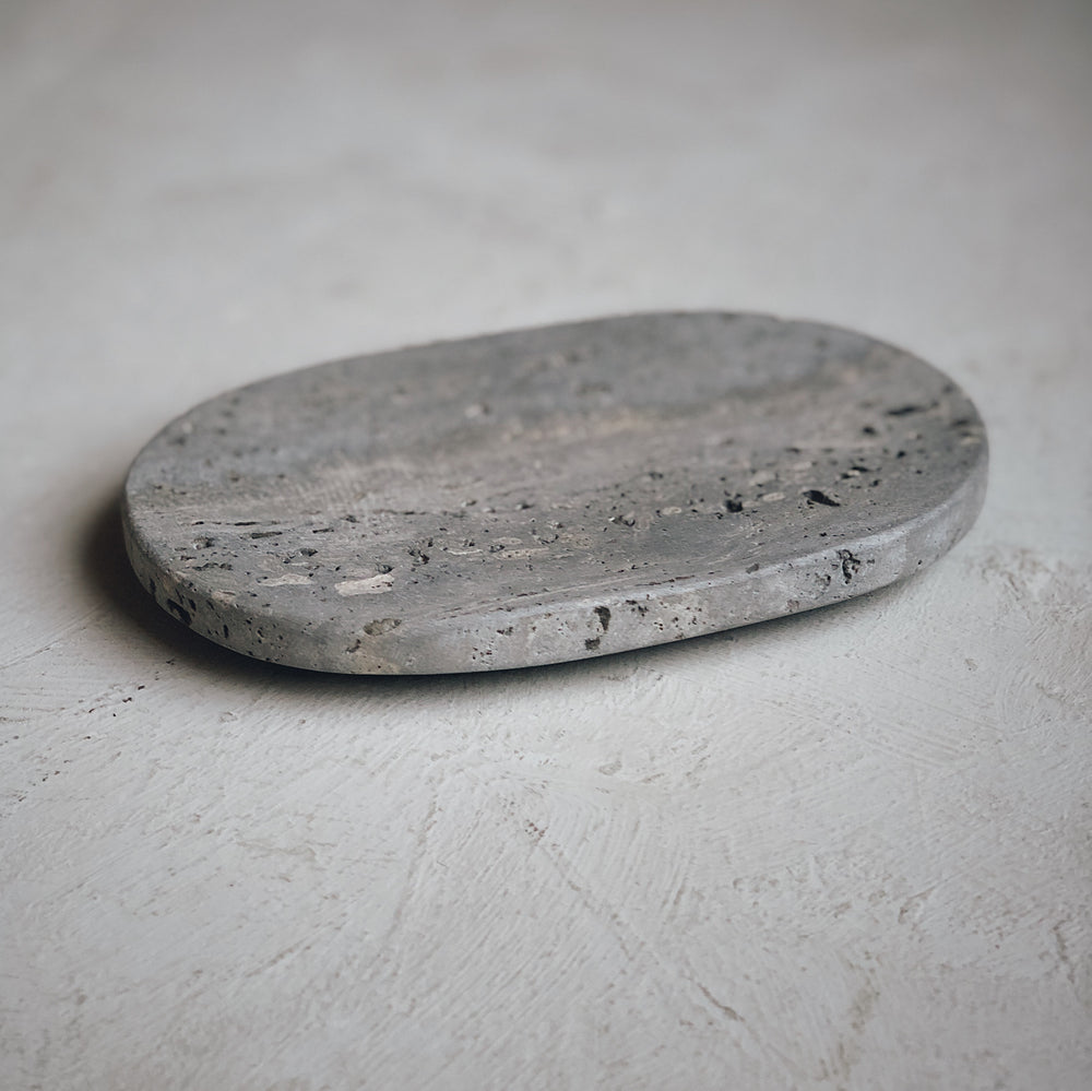 travertine soap dish - assiette a savon travertin - accessoire de salle de bain