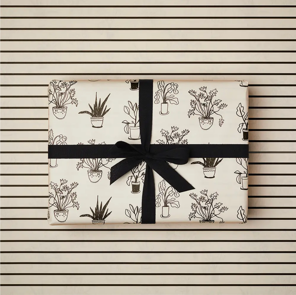 Papier d'emballage de Noël - Rayures ivoire