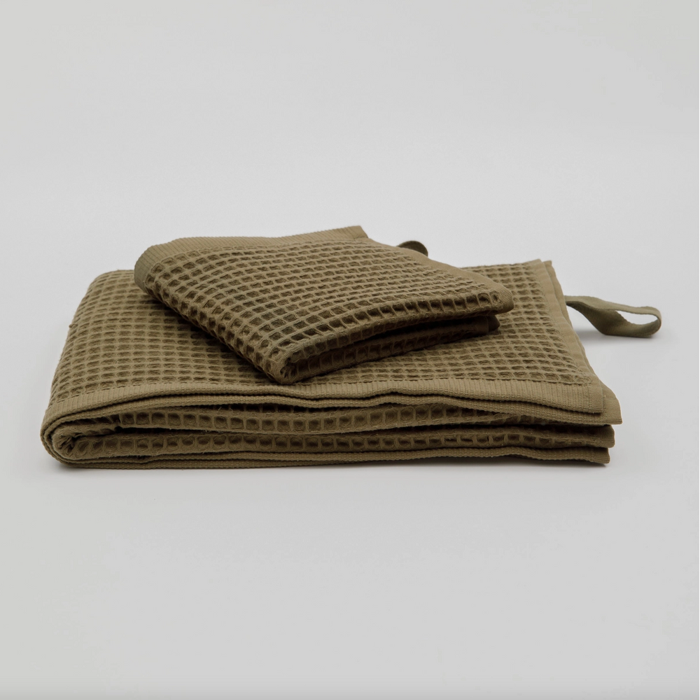 Serviette à main gaufrée - Olive