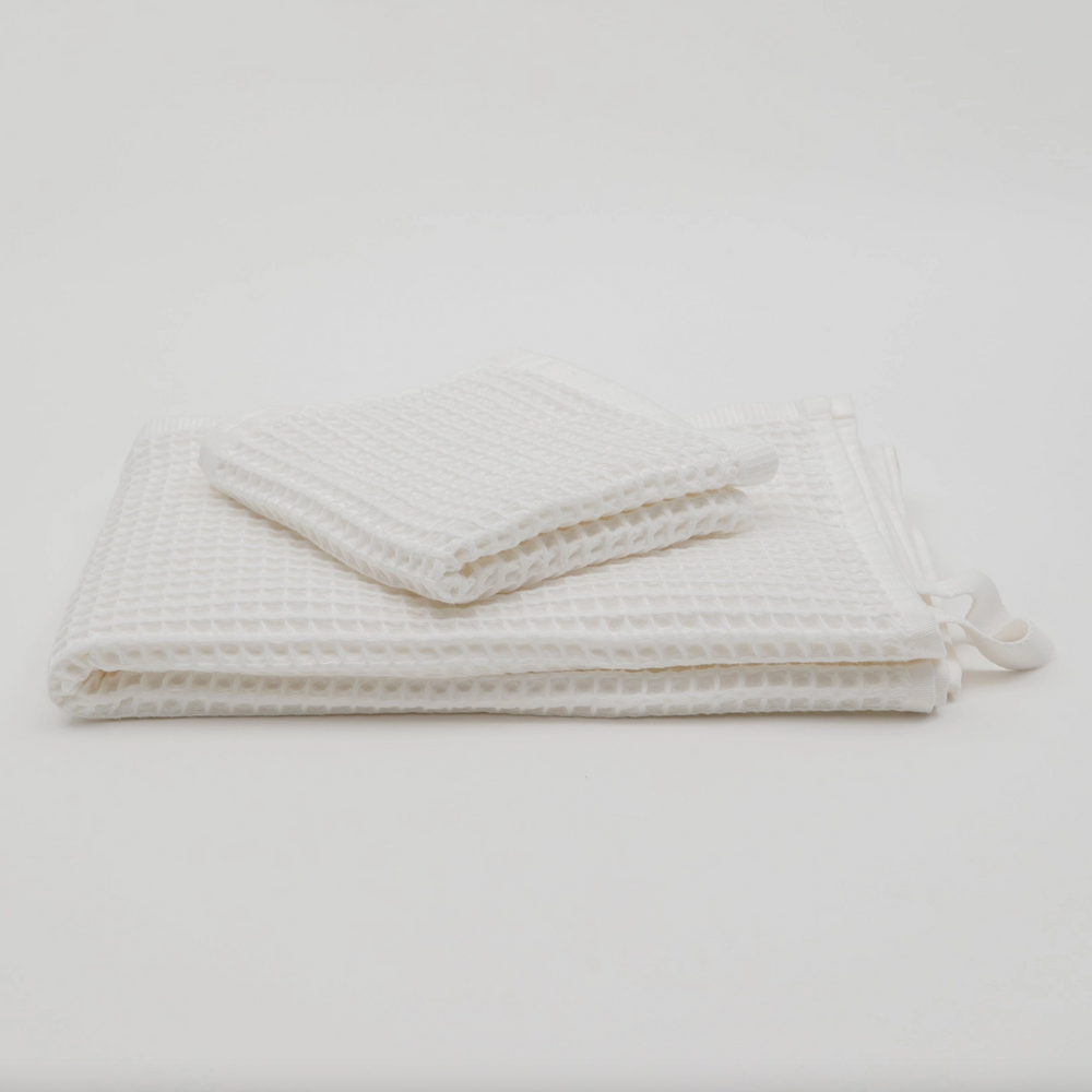 Serviette de bain gaufrée - blanche