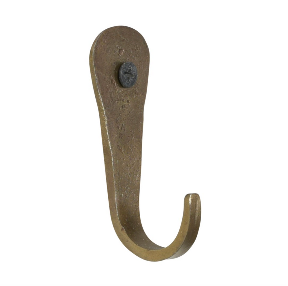 HAND FORGED IRON HOOK -BRASS