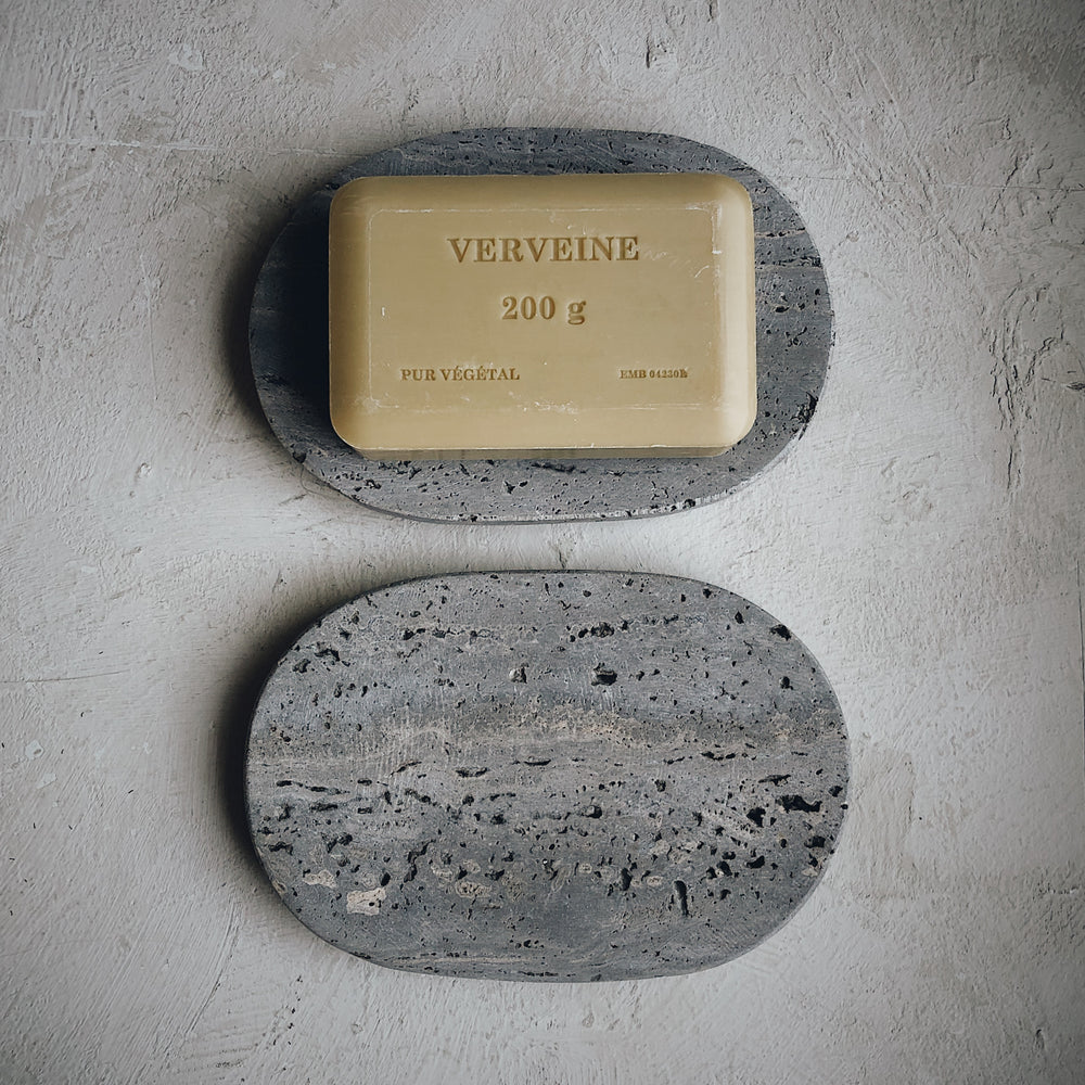 travertine soap dish - assiette a savon travertin - accessoire de salle de bain