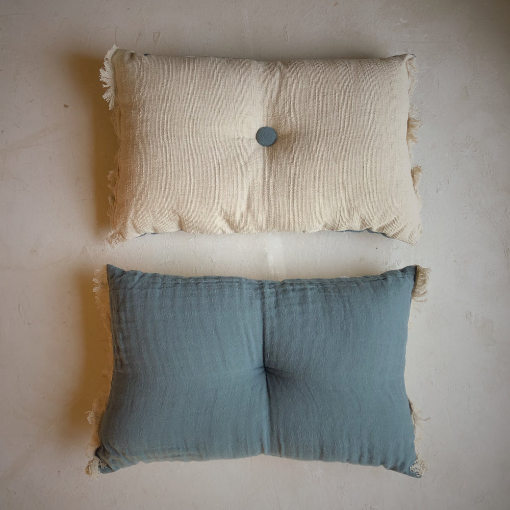 PILLOW - BLUE & NATURAL LINEN