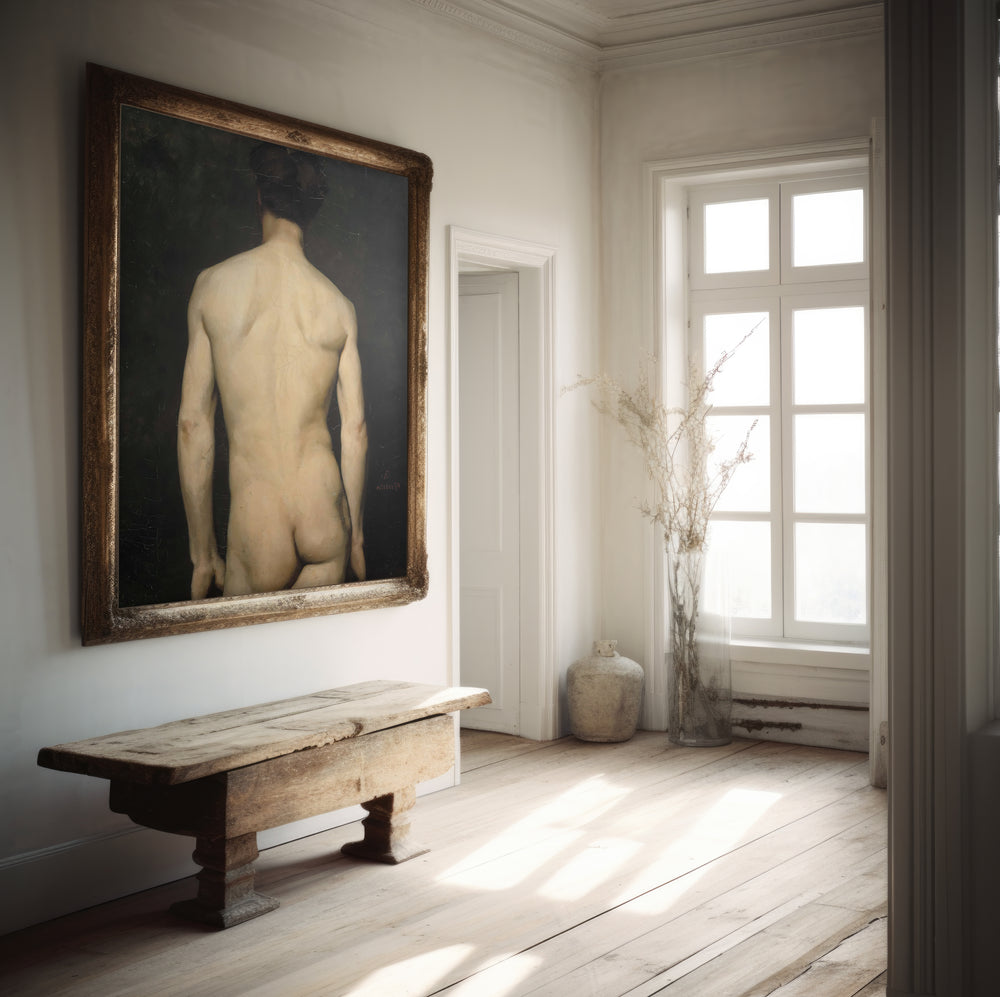 FINE ART PAPER PRINT - NAKED MAN CLASSIC PAINTING