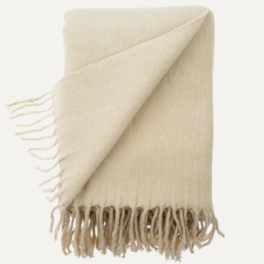 ALPINE MERINO WOOL THROW - CREAM