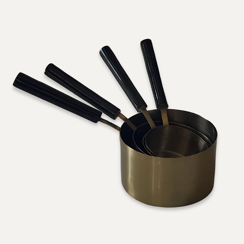 Tasses à mesurer or - avec poignée en émail noir - gourmet chic