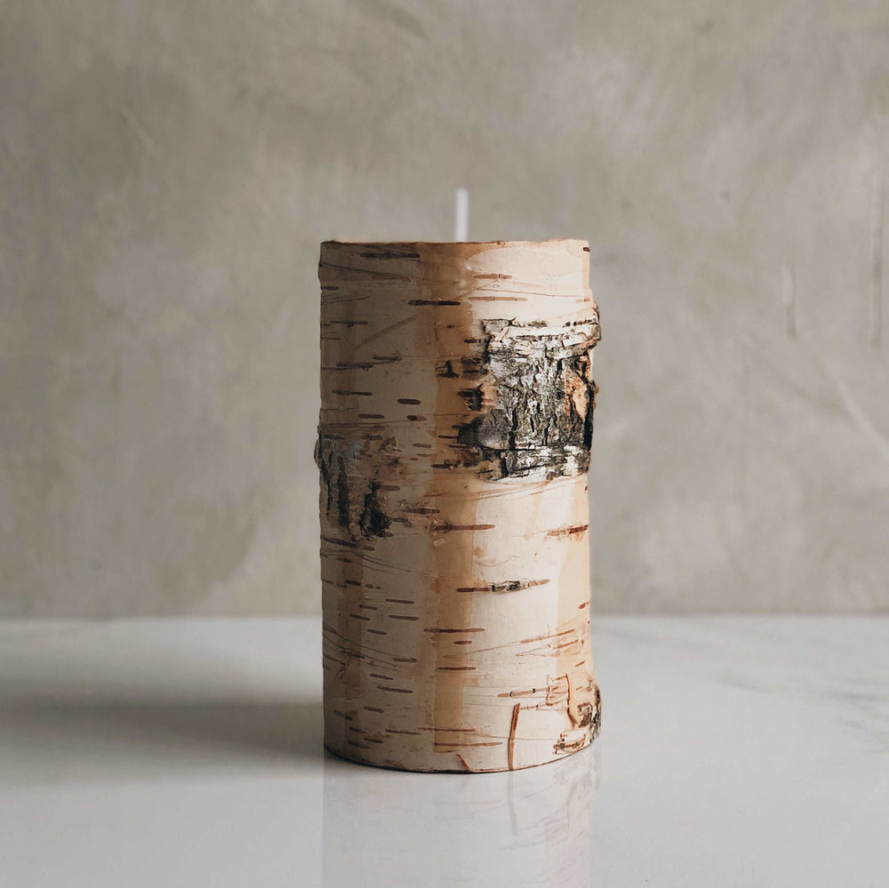 vintage home decor accessories - - Accessoires Décoration Maison - Chandelle pillier - écorce de bouleaux 6" - Sur mon x