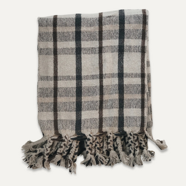 jetté à carreaux brun creme - plaid throw