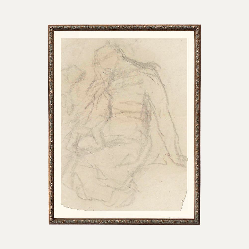 Affiche murale vintage classique – Dessin artistique de femme en croquis, encadré avec élégance. Décoration intemporelle pour un intérieur raffiné