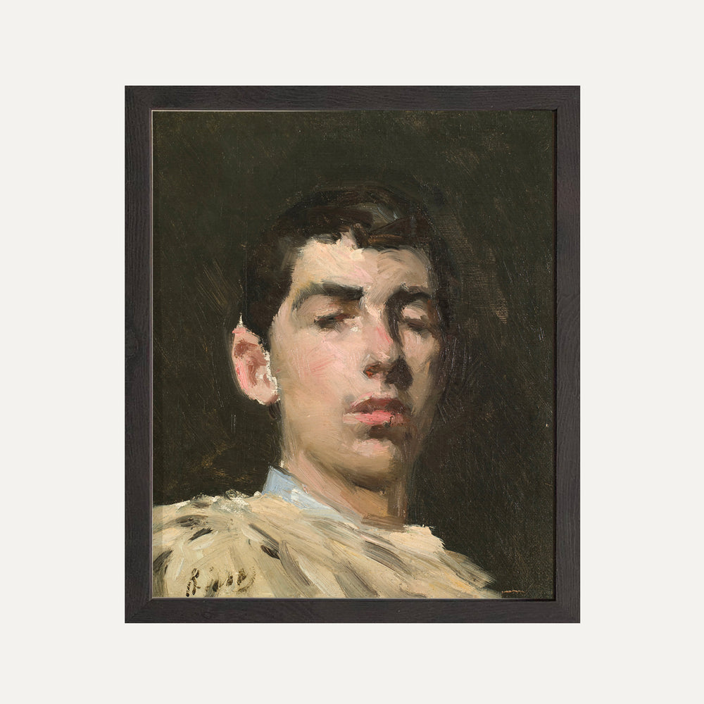 Affiche murale vintage – Portrait classique d’un homme par Ramón Casas, encadré élégamment. Peinture intemporelle pour une décoration murale sophistiquée.