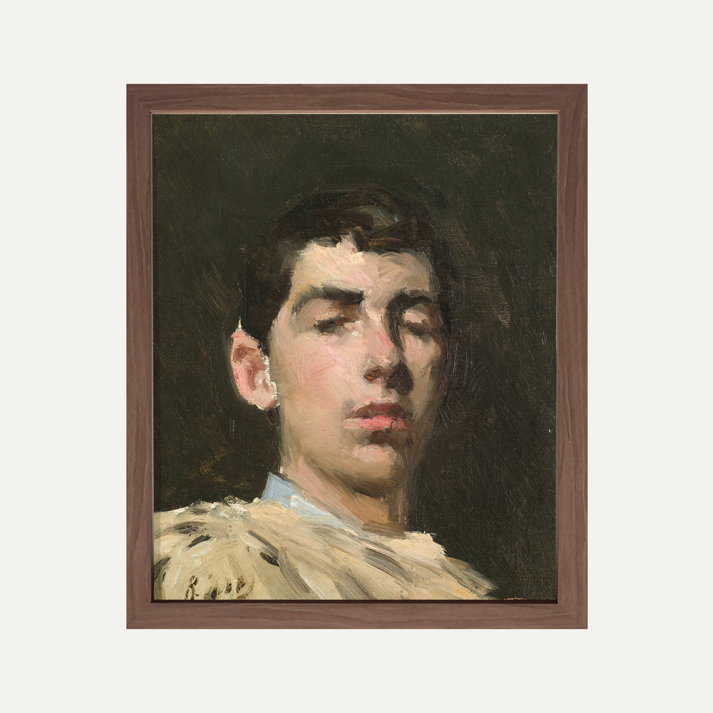 Affiche murale vintage – Portrait classique d’un homme par Ramón Casas, encadré élégamment. Peinture intemporelle pour une décoration murale sophistiquée.