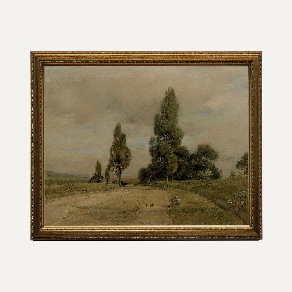 vintage european landscape painting print