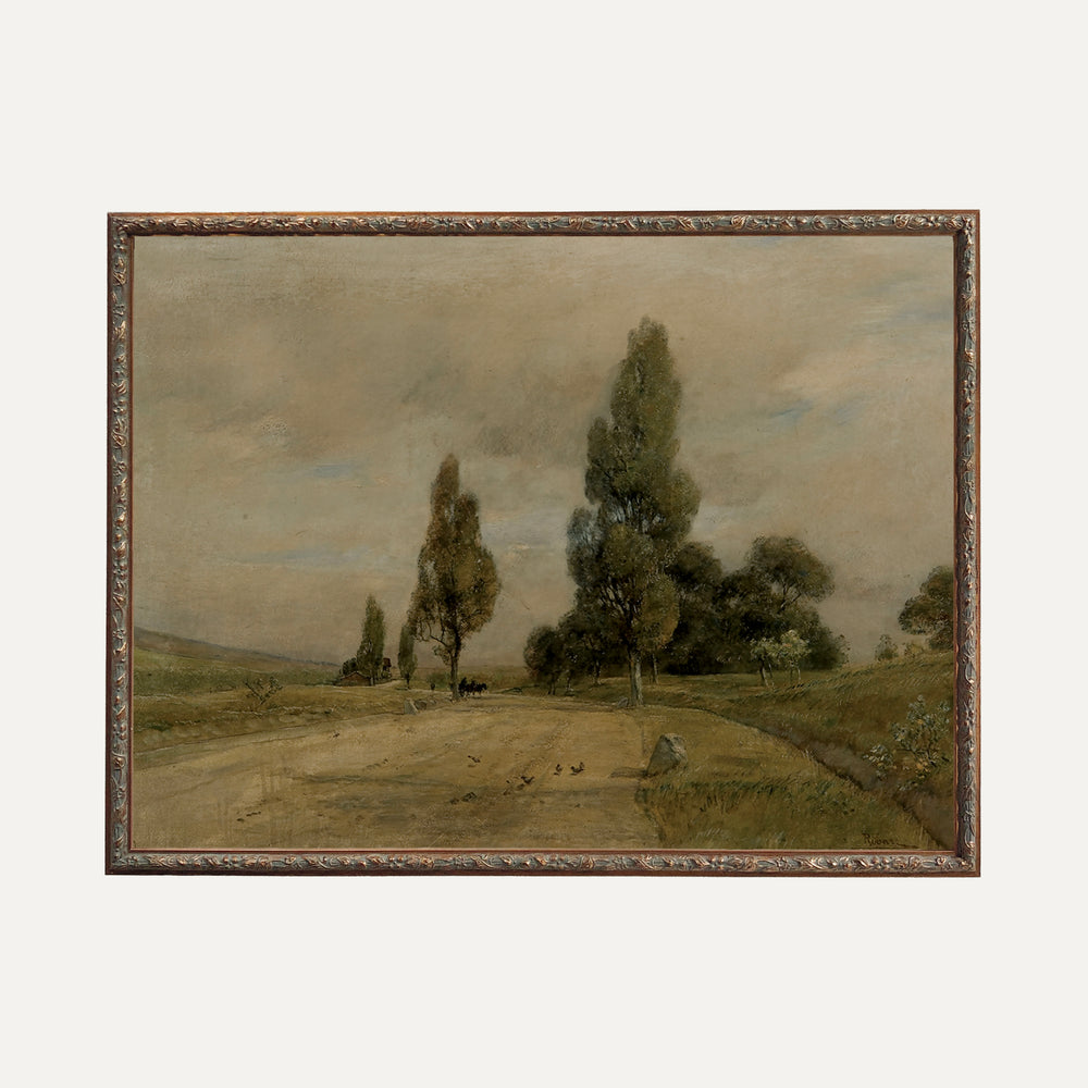 vintage european landscape painting print