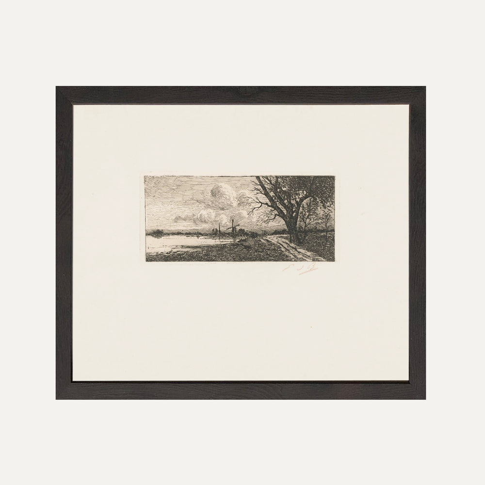 Cadre classique Dessin paysage vintage - la forêt - timeless wall art landscape