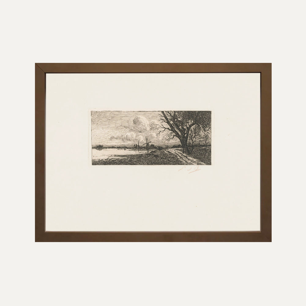 Cadre classique Dessin paysage vintage - la forêt - timeless wall art landscape
