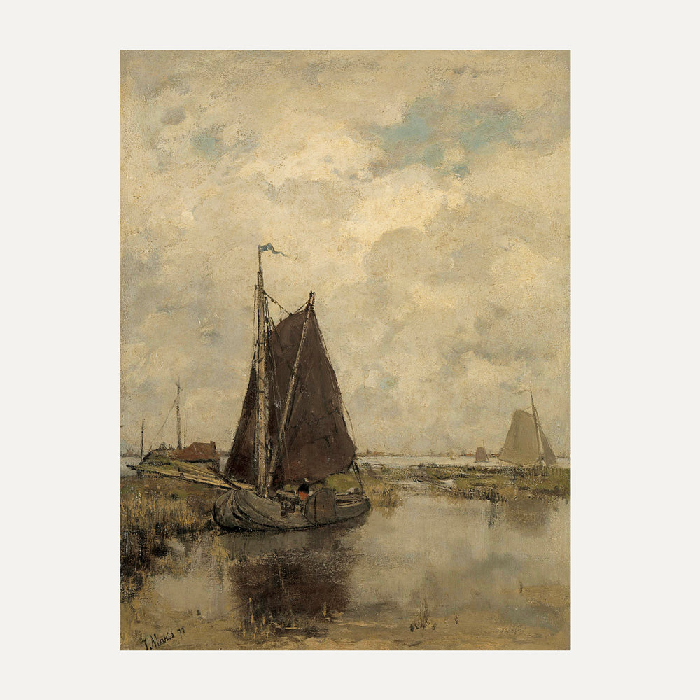 peinture vintage voilier - wall art timeless painting sail