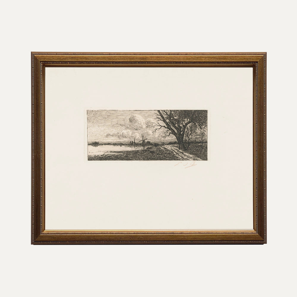 Cadre classique Dessin paysage vintage - la forêt - timeless wall art landscape