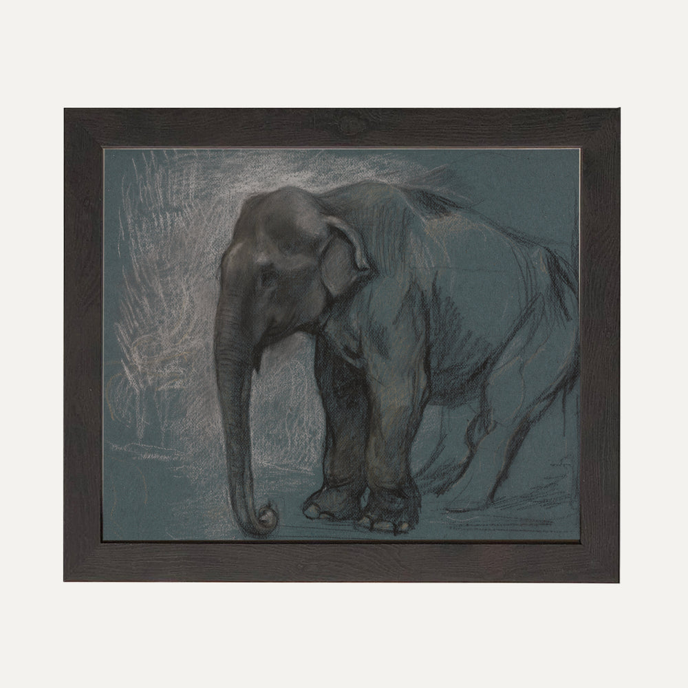 Impression sur papier beaux-arts - L'éléphant bleu