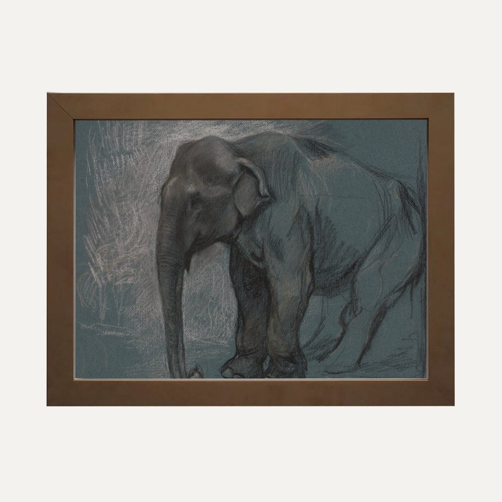 Impression sur papier beaux-arts - L'éléphant bleu