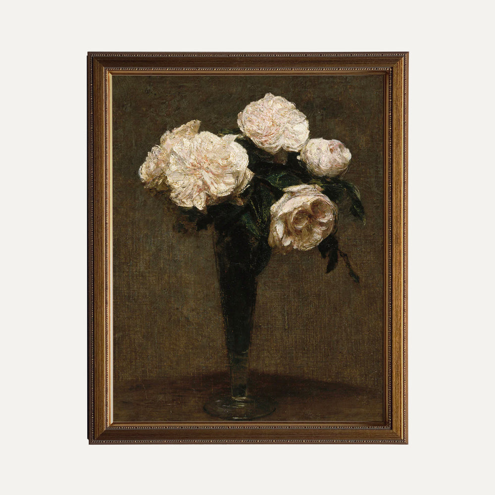 Impression sur papier beaux-arts - Bouquet de fleurs blanches