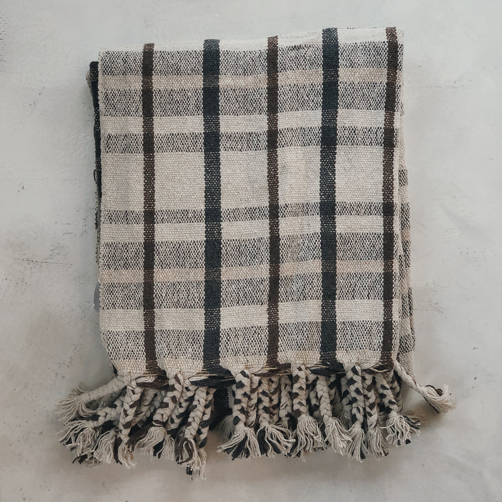 sur mon x décoration couverture à carreaux jetté. jetté à carreaux brun creme - plaid throw