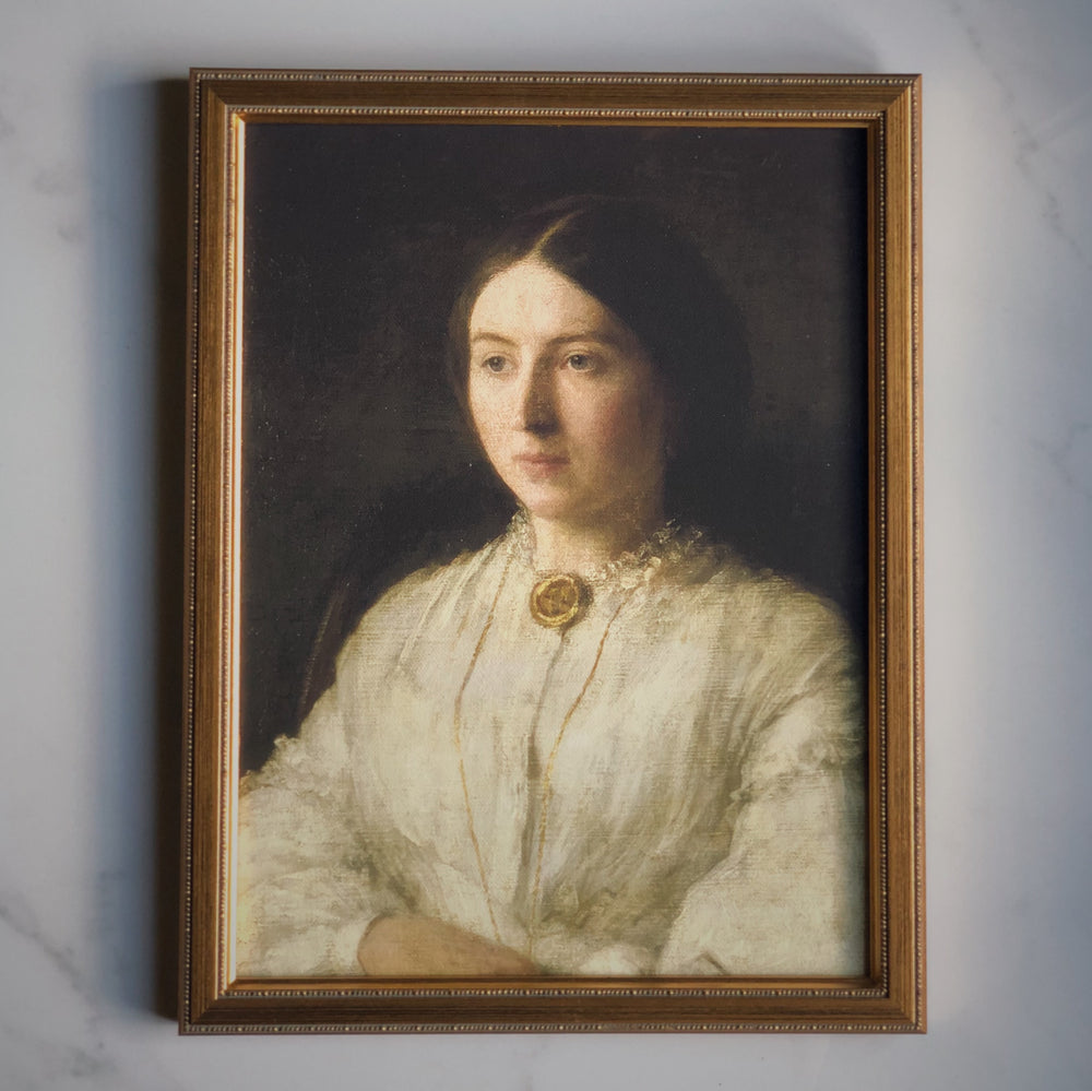 décoration mural peinture classique vintage imprimé sur canevas toile rigide avec encadrement portrait femme a la broche CLASSICAL PAINTING - STRETCHED FLAT CANVAS - SUR MON X BOUTIQUE