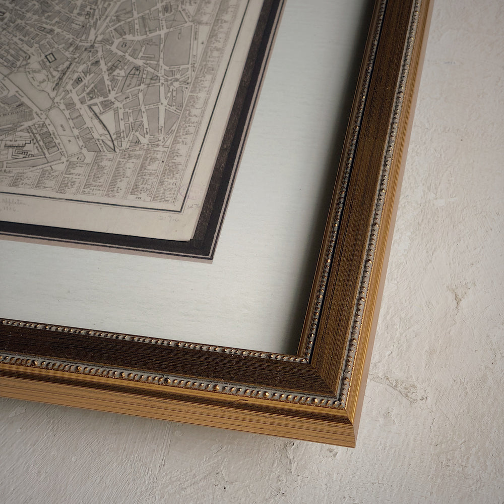 VINTAGE-INSPIRED FRAME - Paris -  Historical Map 1854