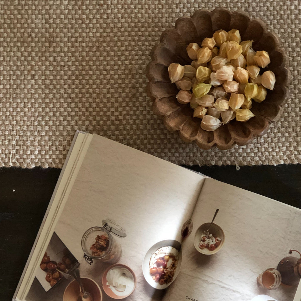 WOODEN FLOWER BOWL - Hand-Carved
