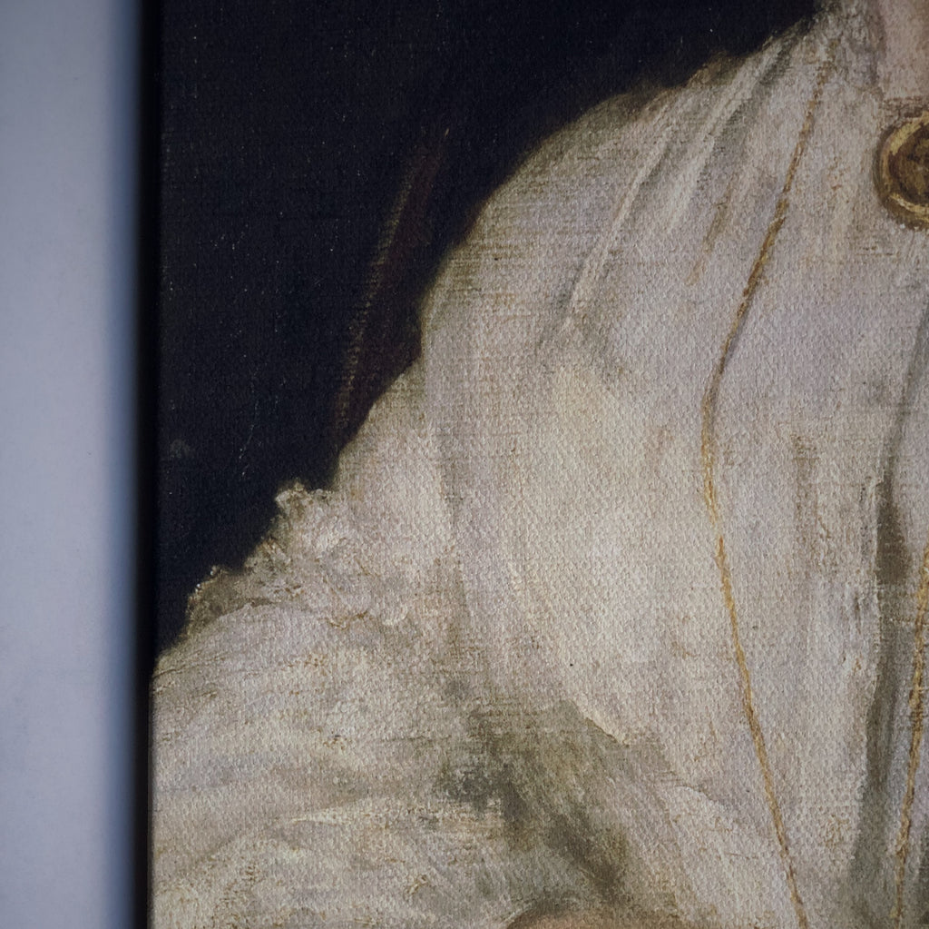 décoration mural peinture classique vintage imprimé sur canevas toile rigide avec encadrement portrait femme a la broche CLASSICAL PAINTING - STRETCHED FLAT CANVAS - SUR MON X BOUTIQUE