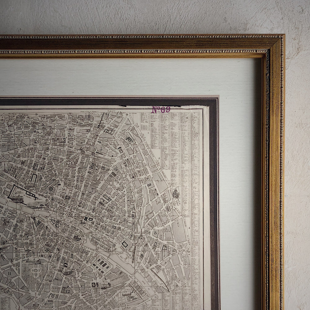 VINTAGE-INSPIRED FRAME - Paris -  Historical Map 1854