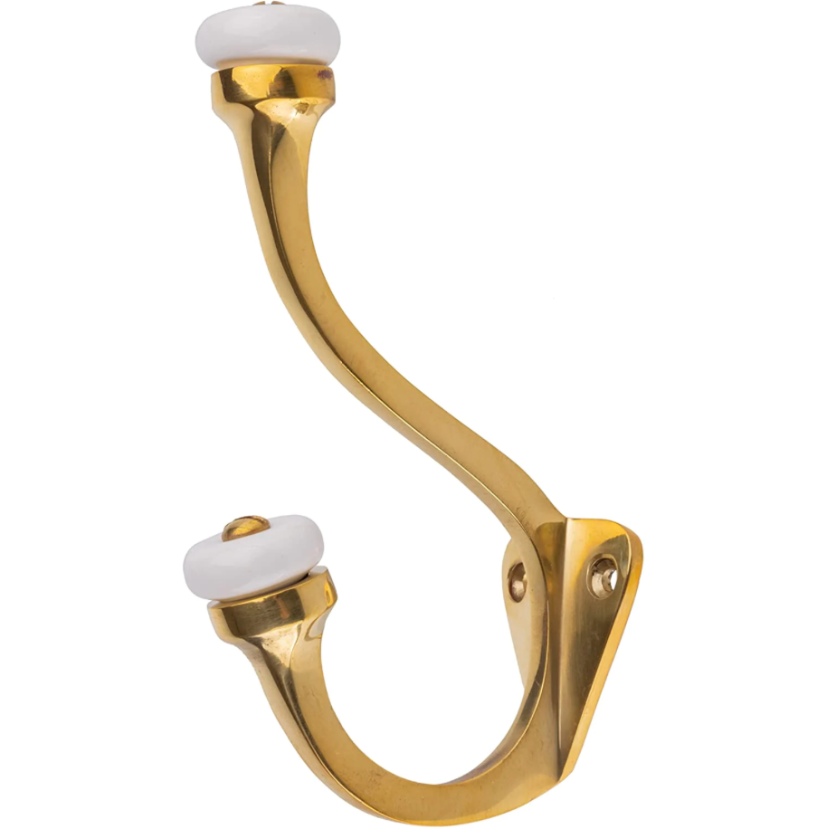 DOUBLE HOOK - POLISHED BRASS AND CERAMIC