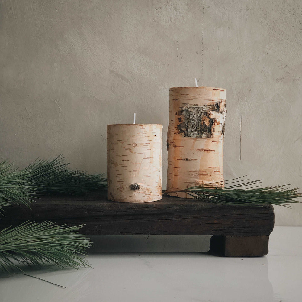 vintage home decor accessories - - Accessoires Décoration Maison - Chandelle pillier - écorce de bouleaux 4"  - Sur mon x