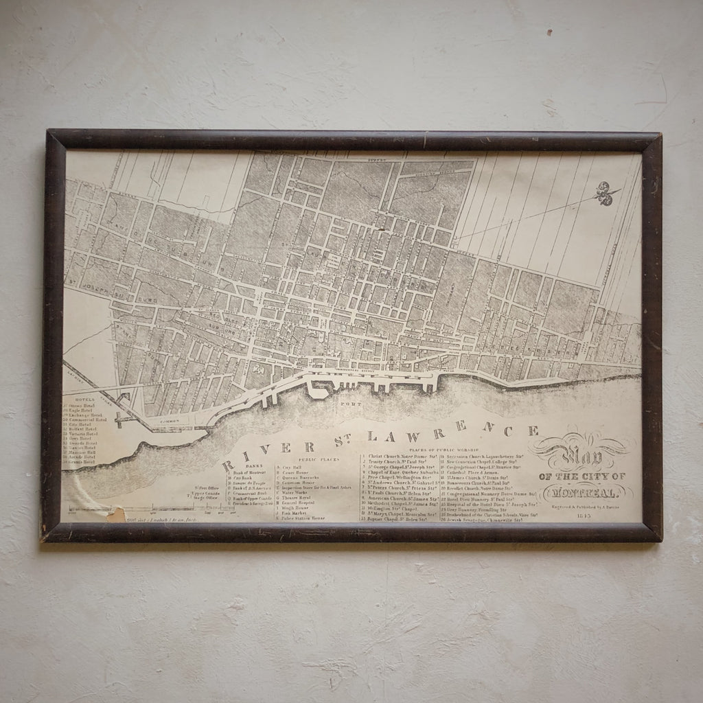 VINTAGE FRAME - City of Montreal 1843 St. Lawrence River