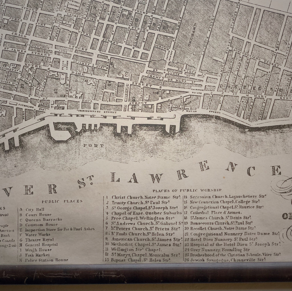 Cadre map antique - ville de montreal