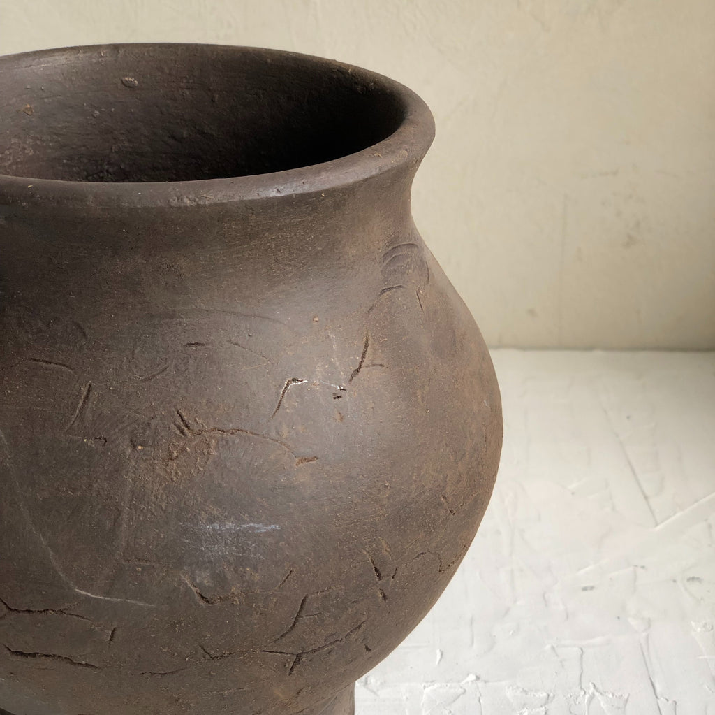 Vintage brown stoneware vase