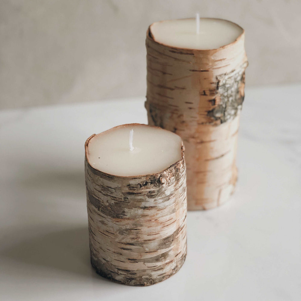 vintage home decor accessories - - Accessoires Décoration Maison - Chandelle pillier - écorce de bouleaux 4"  - Sur mon x