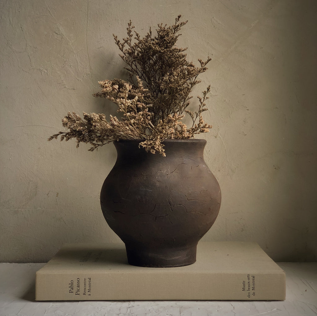 Vase vintage en grès brun