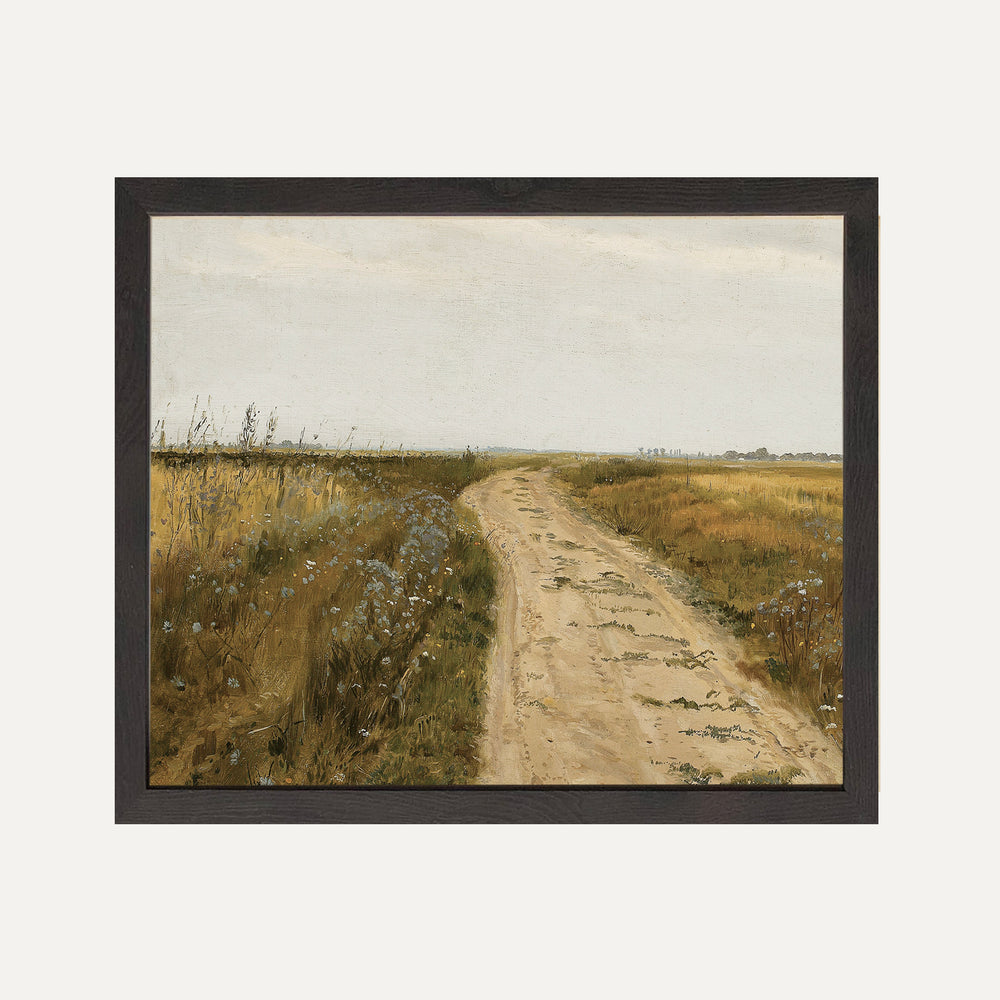 timeless wall art country road painting - cadre peinture chemin de campagne vintage