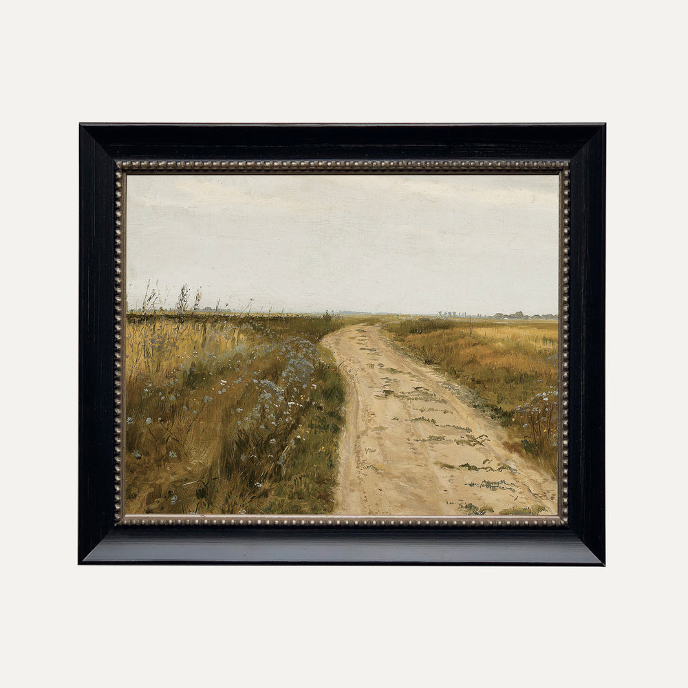 timeless wall art country road painting - cadre peinture chemin de campagne vintage