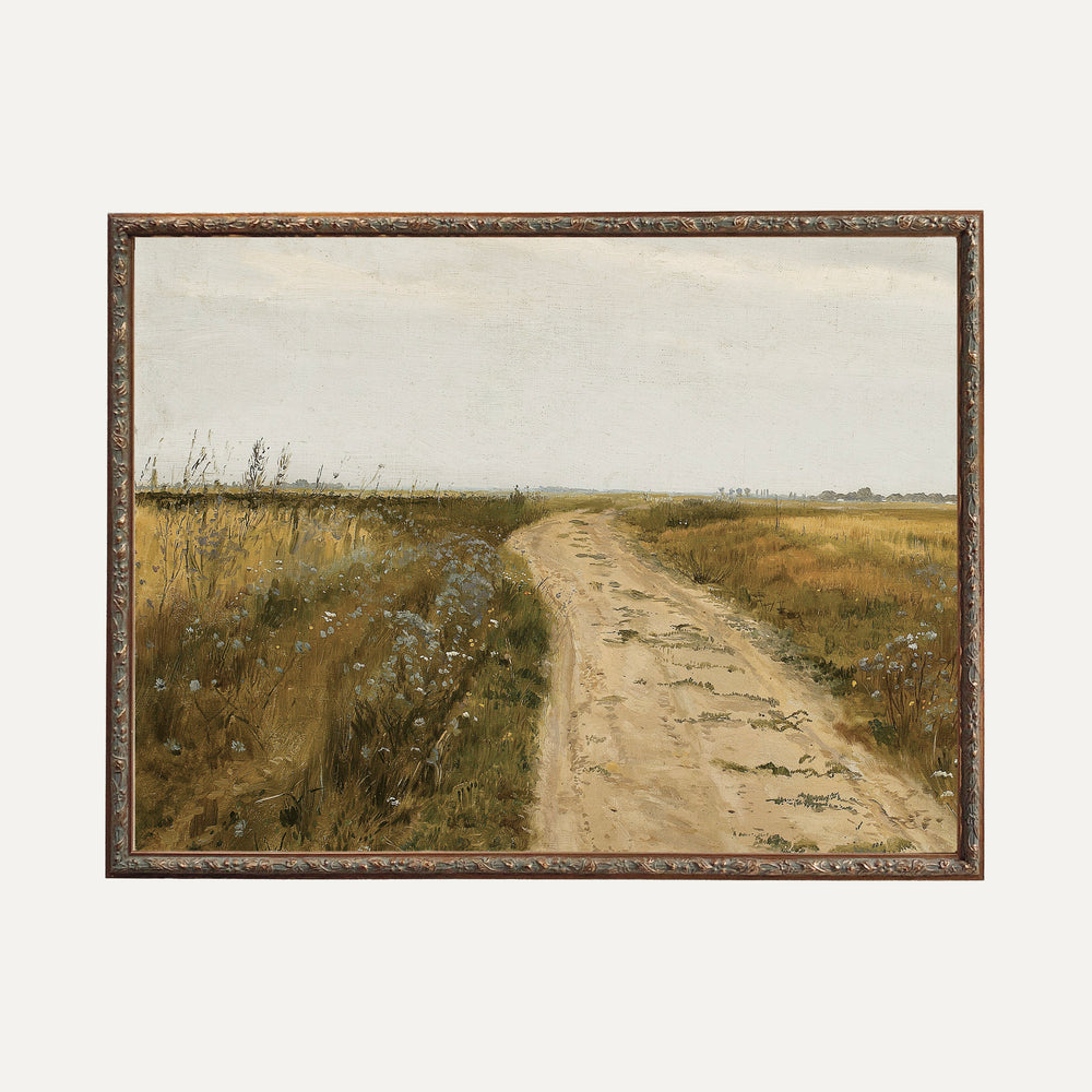 timeless wall art country road painting - cadre peinture chemin de campagne vintage