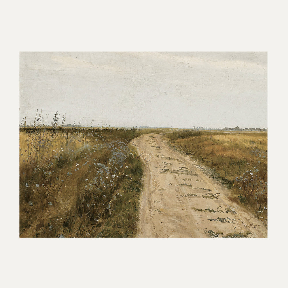 timeless wall art country road painting - cadre peinture chemin de campagne vintage