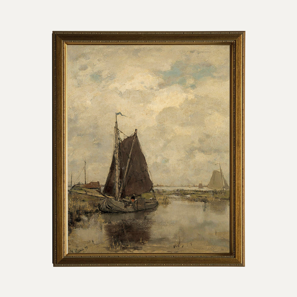 peinture vintage voilier - wall art timeless painting sail