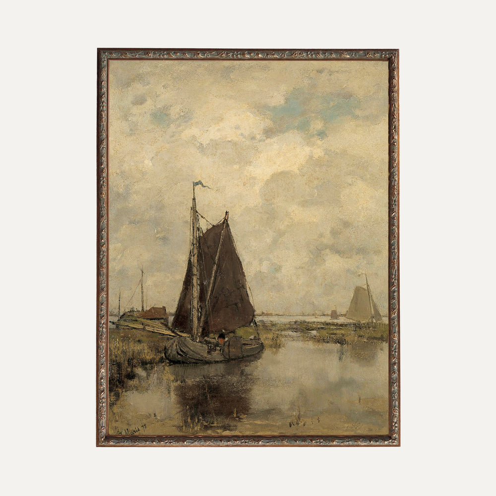 peinture vintage voilier - wall art timeless painting sail