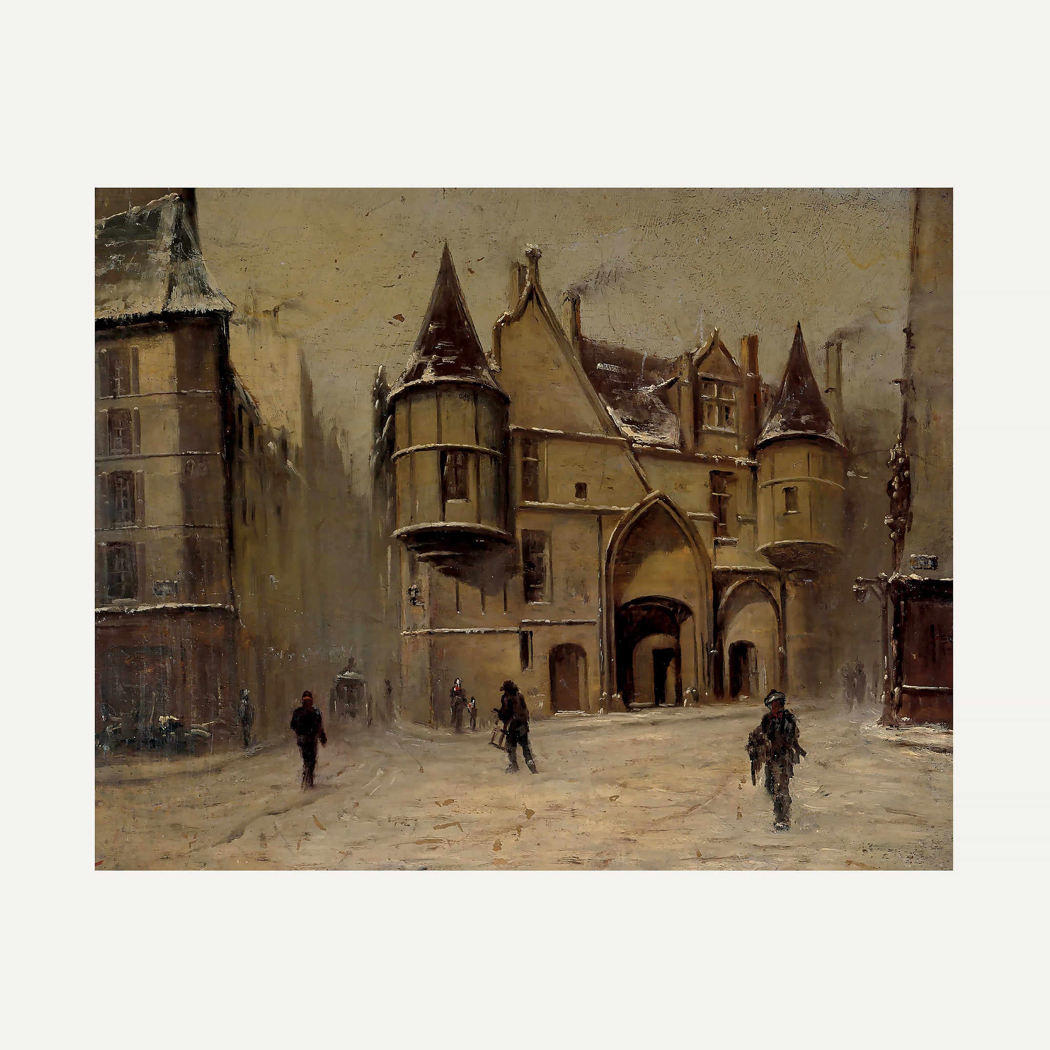 Impression sur papier beaux-arts- Rue de Paris enneigée