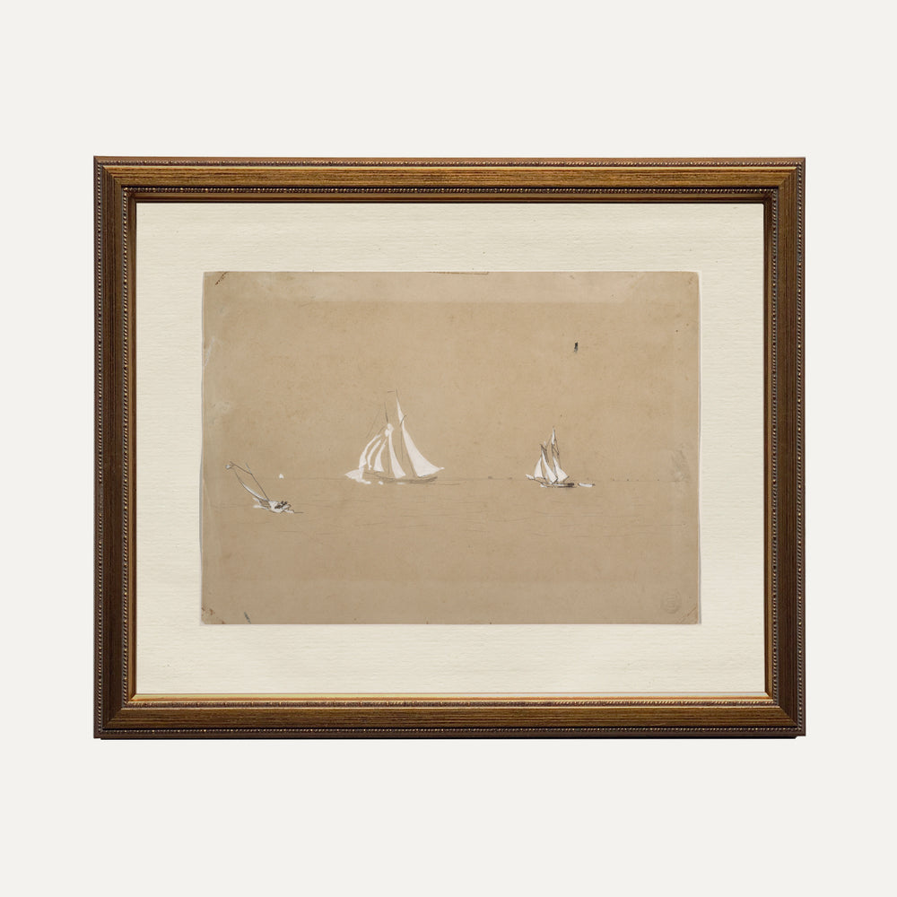 FINE ART PRINT VINTAGE SAIL DRAWING