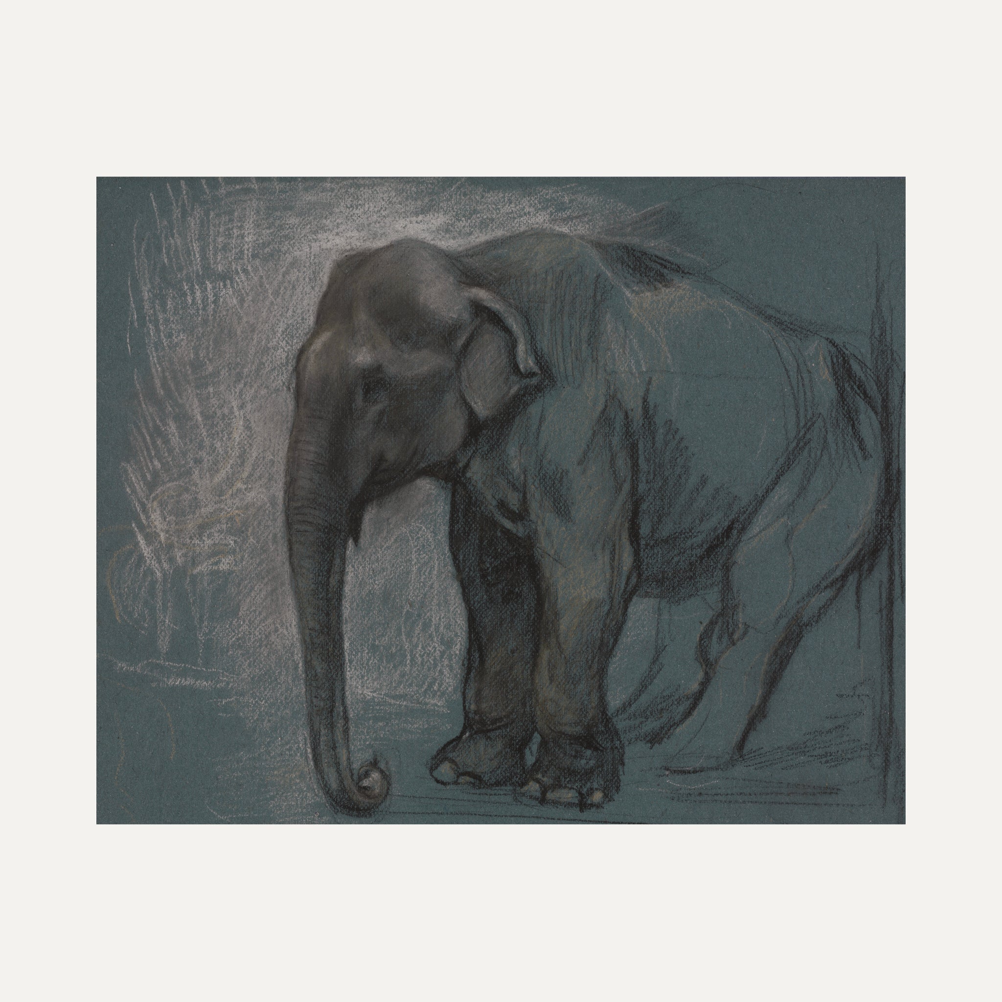 Impression sur papier beaux-arts - L'éléphant bleu